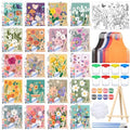 Sherr 140 Pcs 20 Set Pre Drawn Canvas Painting Kit, Flower - style: Flower