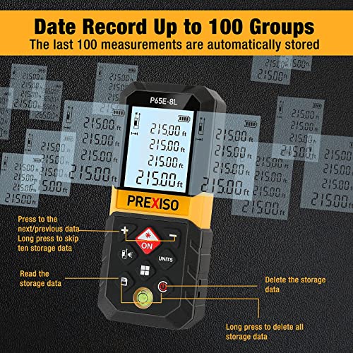 PREXISO Laser Measure, 215Ft Laser Measurement Tool with Diagonal Measuring