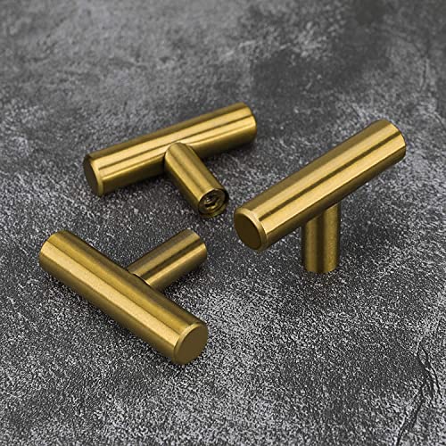 Haliwu 30 Pack T Bar Gold Cabinet Knobs Kitchen Cabinet Knobs for Drawer | Stainless Steel, Gold Handles for Cabinets, Round T-Bar Shape, Brushed Gold Cabinet Pulls, Screws Included - size: T Bar Knobs