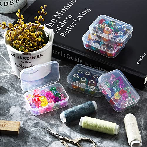 SATINIOR 24 Packs Small Clear Plastic Beads Storage Containers Box with Hinged Lid for Storage of Small Items, Crafts, Jewelry, Hardware(2.5 x 1.7 x 0.8 in) - size: 2.5 x 1.7 x 0.8 in