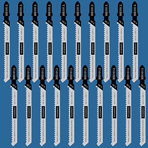 Jigsaw Blades T Shank 20PCS T101BR with Storage Case | Compatible with Bosch Dewalt Black and Decker Jig Saw Blades Set for Wood, 4 in. 10 TPI Fast & Accurate Cuts （Tooth Down） - style: T101BR-20