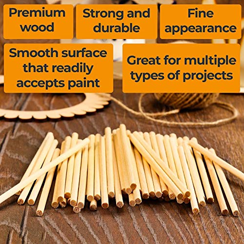 Dowel Rods - Wooden Dowel Rods for craft (3/16 x 6 inch) - size: 3/16 x 6inch x 100pcs