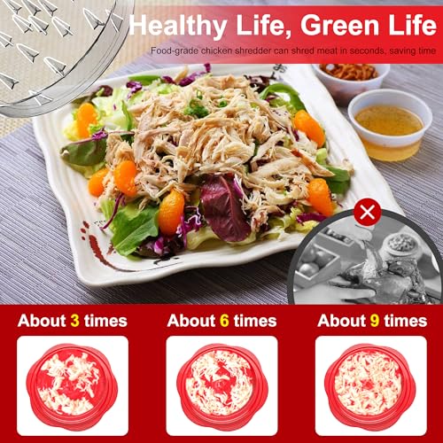 Chicken Shredder Tool Twist Large Meat Shredder with Brush&Fork, Red - color: Red