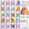 Sherr 140 Pcs 20 Set Pre Drawn Canvas Painting Kit, Butterflies and Flowers - style: Butterflies and Flowers