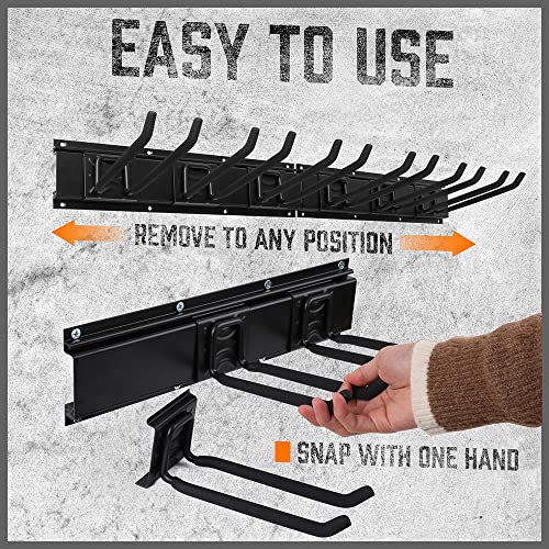 HORUSDY 64-Inch Heavy Duty Garage Organization Rack, 14 Packs Max Load 600LB, 4 Packs Rails and 9 Adjustable Hooks, Tool Organizer Rack with Heavy Double Hooks Tracks