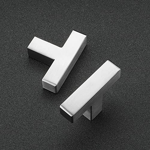 Ravinte 10 Pack Brushed Nickel Square Bar Cabinet Knobs 2in Kitchen Handles | Single Hole, Stainless Steel, Easy Install, Screws Included, Rust-Resistant, Kitchen, Bathroom, Drawers, Cabinets - color: Brushed Nickel