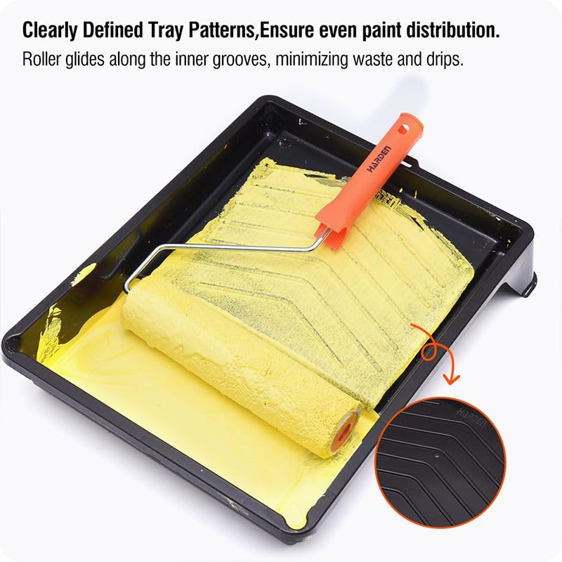 Edward Tools 4-Inch Paint Tray – Durable Plastic Roller Tray for Mini Rollers, Grooved Surface for Even Paint Distribution, Lightweight & Reusable