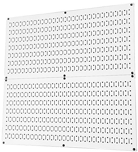 Pegboard Rack Wall Control Home & Garage Tool Storage & Organization White Metal Pegboard Pack - Two 32-Inch x 16-Inch White Steel Peg Board Panels - color: White