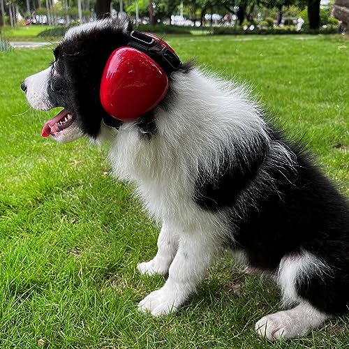 derYEP Dog Earmuffs for Hearing Protection 29dB NRR Ear Muffs Noise Protection (Medium, Red) - color: Red, size: Medium