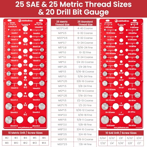 Thread Checker, 70 Nut and Bolt Thread Checker, 25 Standard & 25 Metric & 20 Drill Bit Gauge, Bolt Size Finder, Wall-Mountable Bolt Thread Identifier Gauge with Inch & CM Ruler - size: 70 Thread Checker