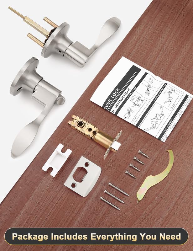 Mengico 10 Pack Satin Nickel Privacy Door Lever, Modern Interior Door Knobs Locks for Bedroom and Bathroom, Heavy Duty Door Handle, Reversible Wave Lever Handle - size: Privacy Function - Keyless