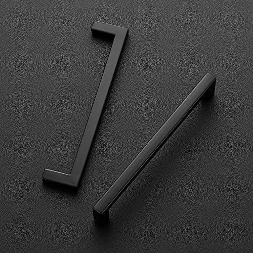 Ravinte Matte Black Cabinet Handles Solid Cabinet Pulls, 5 Inch CC, 10 Pack - color: Black, size: Flat Black 5" Hole Center
