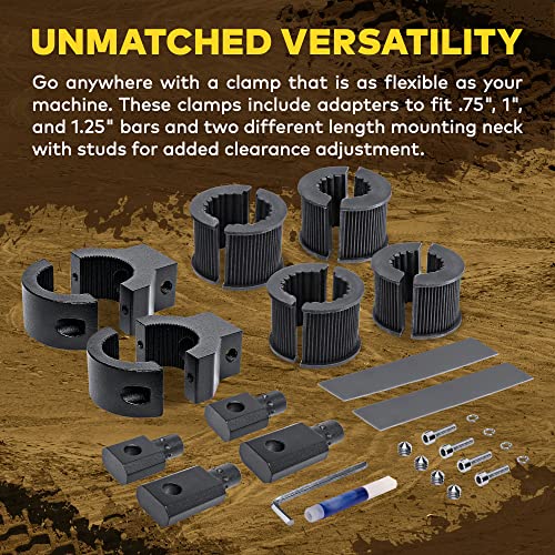 LAMPHUS Light Bar Mount Clamp Bracket for ATV UTV 0.75-1.25in 360-Degree | 2pc, 0.75 1 1.25 Inch, 360-Degree, Aluminum, Roll Cage Clamps, Off-Road Light Bar Mount - size: 2-Pack (Mini)