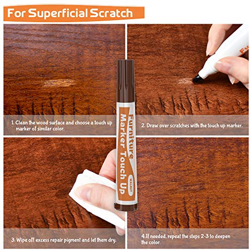 REALINN Wood Furniture Repair Kit- Set of 28 - Touch Up Markers