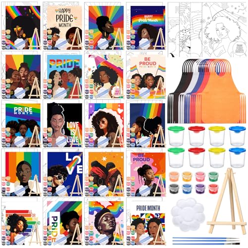 Sherr 140 Pcs 20 Set Pre Drawn Canvas Painting Kit, Pride Month - style: Pride Month