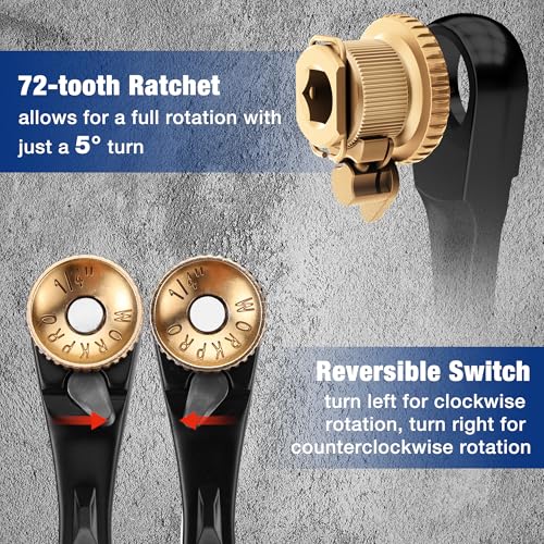 WORKPRO 1/4" Mini Ratchet Wrench Set with Magnetic Bit Holder, Double Head