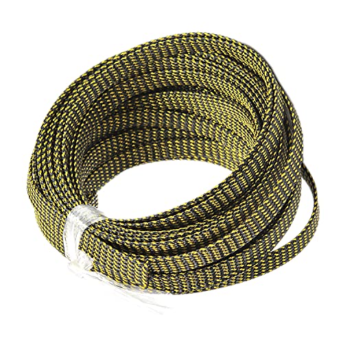 Othmro 10m/32.8ft PET Expandable Braid Cable Sleeving Flexible Wire Mesh Sleeve Black Gold,Manage Protect Cables Cords from Pets Chewing - color: Black Gold, size: 32.8ft Brown