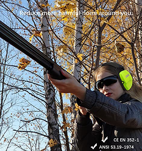 PROHEAR 016 Ear Protection Safety Earmuffs for Shooting, NRR 26dB Hearing Protector with Low-Profile Earcups, Compact Foldable Ear Defenders for Gun Range, Hunting (Fruit Green) - style: Passive – Green