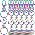 40 PCS Rainbow Swivel Clasps with Split Key Rings-Heart Snap Hook - color: Rainbow Clasps Keychain -20sets