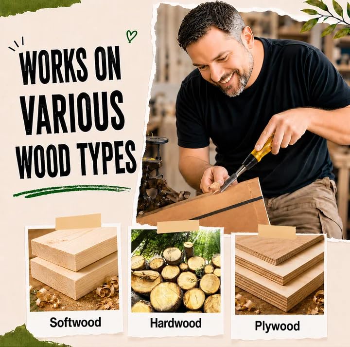 JETMORE Wood Chisel, 4 Piece CR-V Steel Blades Wood Chisel Sets Woodworking
