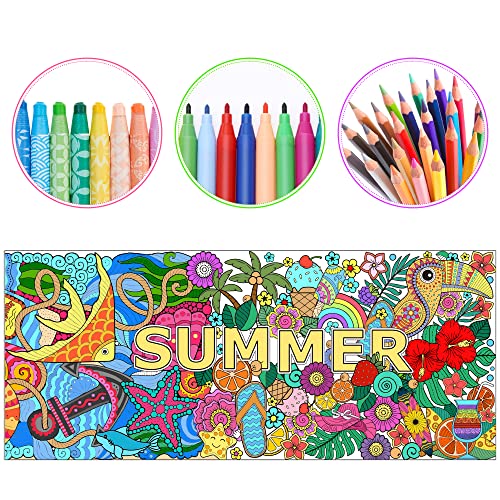 Dvbonike Jumbo Mandala Coloring Poster Giant Summer Color-in Paper Craft - style: Summer