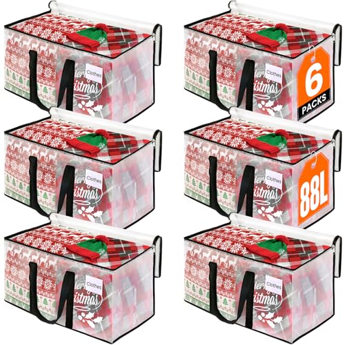 RoomHacks Moving Bags, Heavy Duty Large Storage Bags, 88L, 6 Pack, Clear - size: 88L- 6Packs