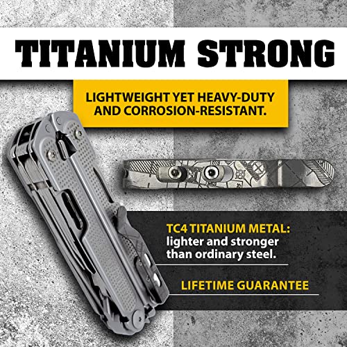 Pocket Clip for Leatherman Free P & T Series, ARC, Bond and Curl Multi-tools | Titanium TC4 - Matte | Titanium Screws | 5 Custom Designs - ‘House Plans Matte’