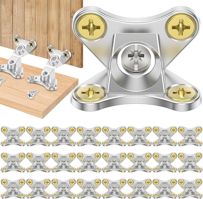 24Pack Butterfly Corner Bracket Detachable Corner Brace Alloy Right Angle L Bracket with Screws, Butterfly Shape Corner Fastener for Wood Furniture Cabinet Shelves Table Chair Bed (Nickel)