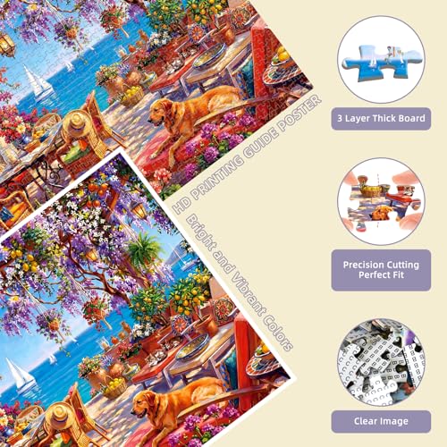 Coastal Terrace Flowers Puzzles for Adults 1000 Pieces - color: Coastal Terrace