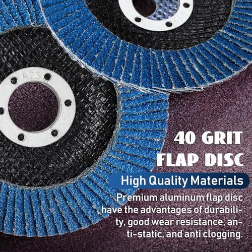 Landhoow 80 Pack 40 Grit Flap Discs 4 1/2 Inch for Angle Grinder 4.5 x 7/8 Inch Aluminum Oxide Sanding Disc Grinding Wheels Grinding Discs Abrasives Flapper Wheel for Wood Metal Sanding - style: 40 Grit