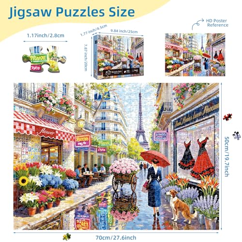 Charming Paris Puzzles for Adults 1000 Pieces - color: Romantic Paris