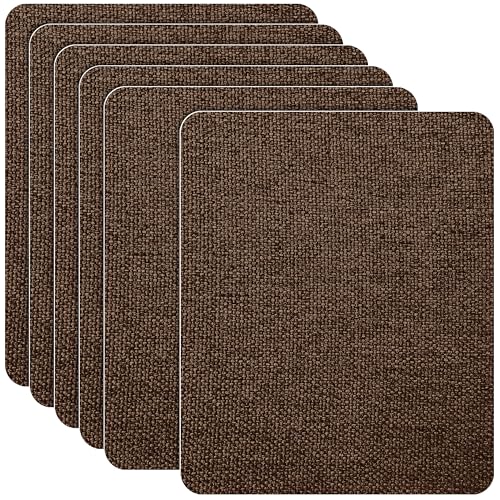 Azobur Coarse Linen Repair Patches, 6 Piece Self-Adhesive Linen Fabric Patches, Multi Color, Can be Used for Linen Sofa Repair and Linen Clothes Repair, Quick Fix Sofa.(Dark Brown) - color: Linen - Dark Brown