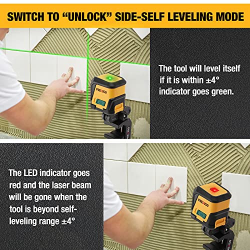 PREXISO Laser Level Green Beam, 65Ft Self Leveling Cross Line Laser Level - style: 360°Clamp