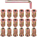 Glarks 50Pcs 1/4"-20x20mm Threaded Inserts Nuts Zinc Plated Carbon Steel Hex Socket Drive Furniture Flanged Screw-in Nut with M6 Hex Wrench for Wood Furniture (1/4"-20 x 20mm) - size: 1/4"-20 x 20mm