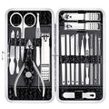 Yougai Manicure Set 18Pcs Stainless Steel Nail Clippers Set with Case Black - color: Black