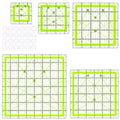 5 Quilting Rulers(2.5",3.5", 5", 6", 8"),Square Rulers - color: Green