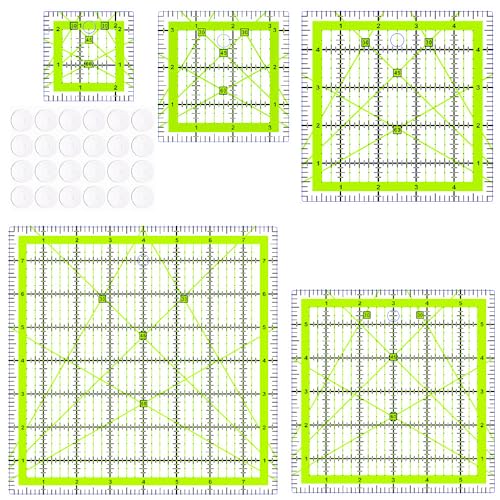 5 Quilting Rulers(2.5",3.5", 5", 6", 8"),Square Rulers - color: Green