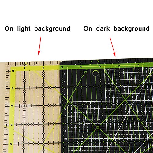 UOOU 9.5 inch Quilting Ruler, Square Quilting Rulers Fabric Cutting Ruler - color: Green-Large