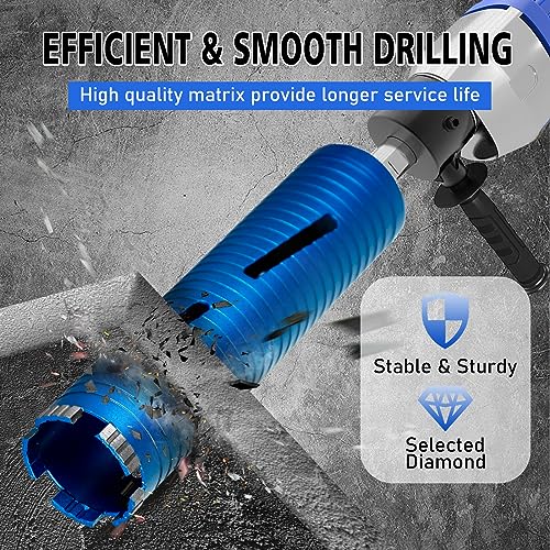 SALI Diamond Core Drill Bits 5 1/2" Diameter 10"/254mm Drilling Depth 5/8-11" Thread Core Bit Turbo Laser-Welded Segments for Cured Concrete with, Brick, Block, Masonry, with Two Adapters - size: 5 1/2 inch