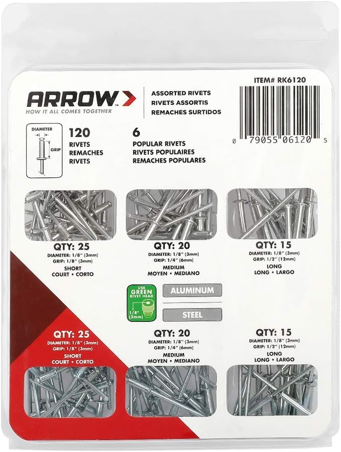 Arrow Heavy Duty Riveter Kit with Assorted 120 Rivets