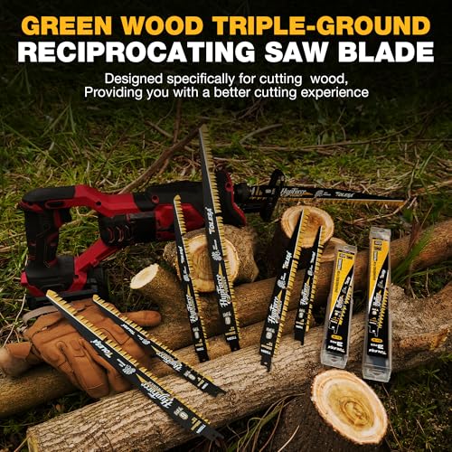 TOLESA Japanese Teeth Reciprocating Saw Blades 9 Inch, Wood Pruning Saw Blades 6TPI for Wet Wood, Triple Ground Teeth with U-Groove Design, Fast & Clean, 3PCS - size: 9 Inch