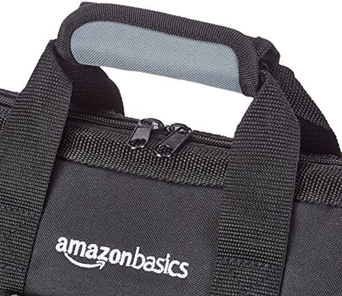 Amazon Basics Durable Wear-Resistant Tool Storage Bag with Adjustable Shoulder Strap,Portable Tool Organizer,16 Pockets,12 in,Black & Gray,(Pack of 8) - size: Small Standard Bag (Pack of 8)