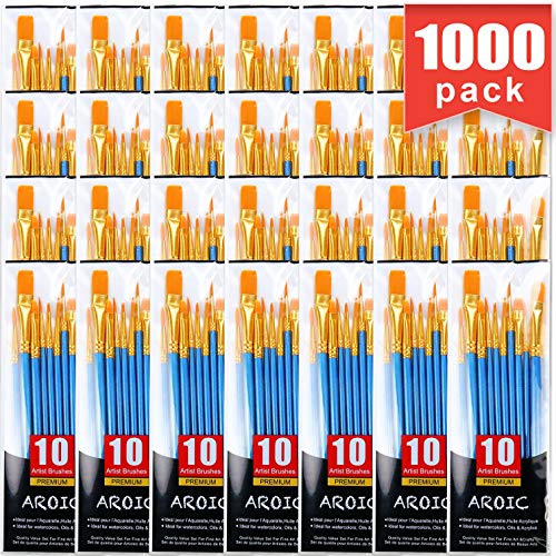 Acrylic Paint Brush Set, 100 Packs / 1000 pcs Nylon Hair Brushes for All Purpose Oil Watercolor Painting Artist Professional Kits - size: 1000pcs-blue