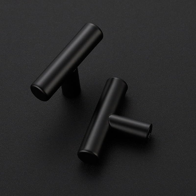 3 Pack Black Cabinet Knobs, 2in Length T Bar Drawer Pulls | Single Hole Grip, Stainless Steel Build, Kitchen Cabinet Restyle, For Drawers, Dressers, Cupboards, Closet Doors - color: Matte Black, size: 3 Pack, style: T Bar