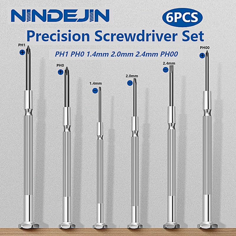 NINDEJIN 6PCS Precision Screwdriver Set, Flathead & Phillips Screw Repair Kit for Electronics & Small Items – Laptops, Watches, Phones, Computers, Doorbells, Toys, Glasses - style: Mini Screwdriver