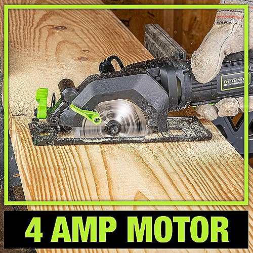 Genesis Mini Circular Saw 4.0 Amp 4-1/2" with 24T Carbide-Tipped Blade, Rip Guide, Vacuum Adapter, and Blade Wrench (GCS445SE) - style: Mini Circular Saw 4-1/2"