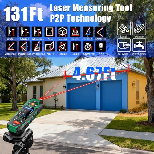 Stud Finder Wall Scanner with Laser Measure and Level 10 in1 Wall Detector - color: Green