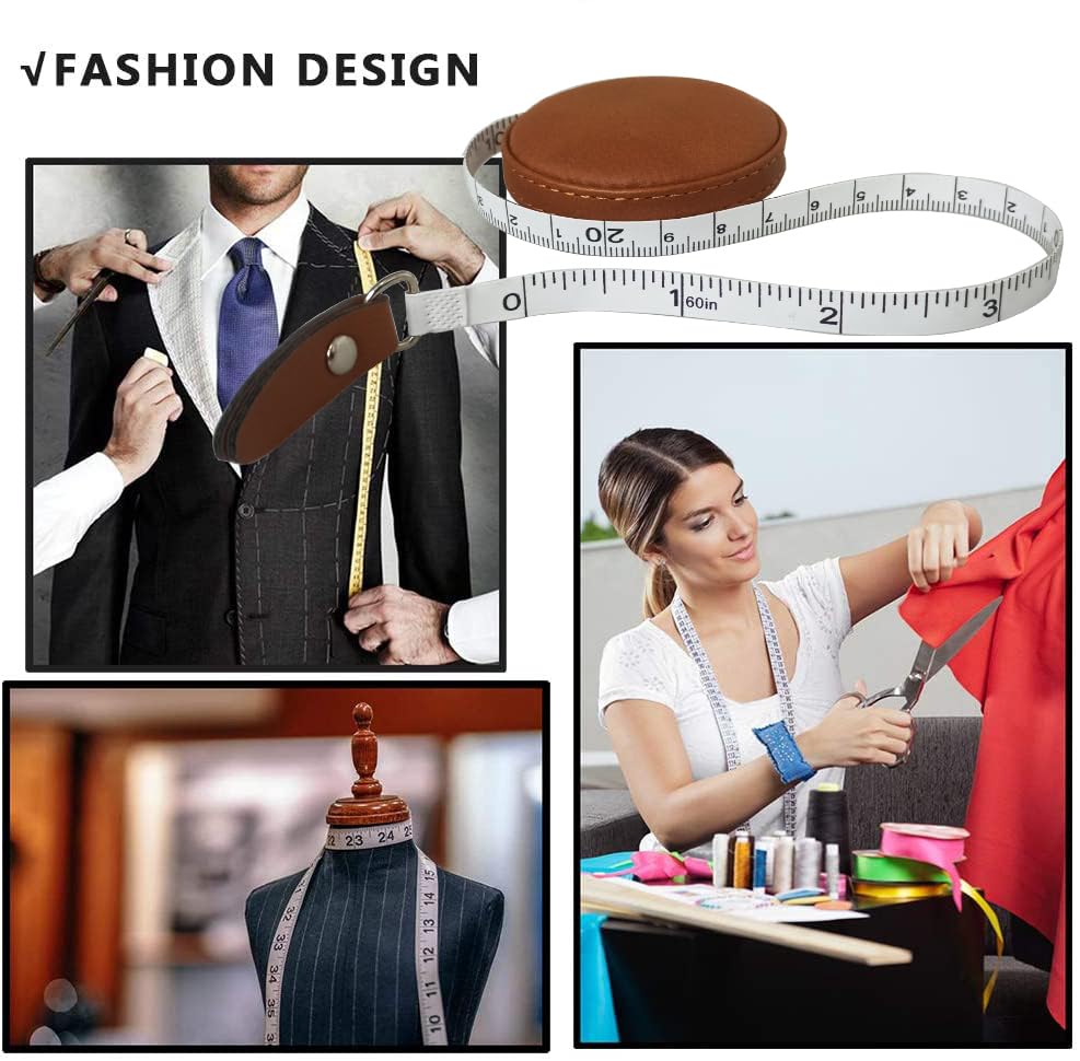 Tape Measure for Body Measuring Medical Body Cloth Tailor Craft Dieting Measuring Tape, 60 Inch/1.5 M Dual Sided Measuring Tape for Body Fabric Sewing（2 Pieces，Brown） - color: Brown 2 pack