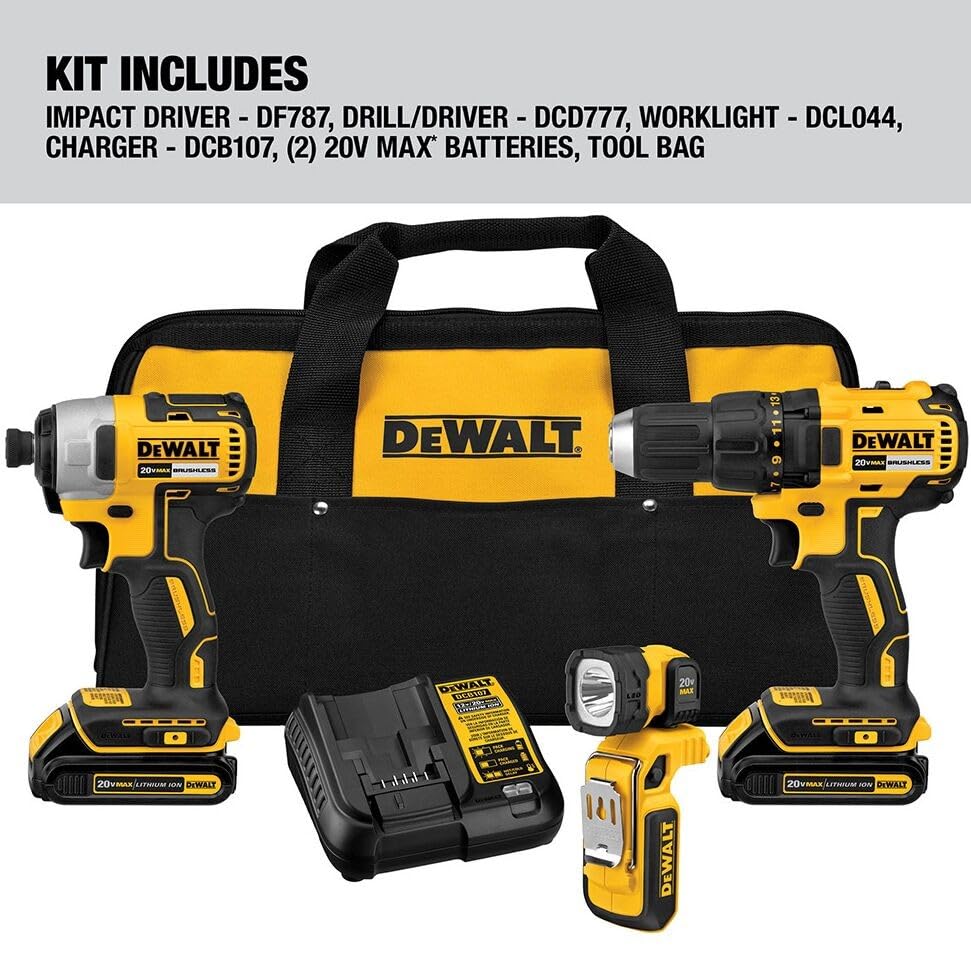 DEWALT 20V MAX LED Work Light Rechargeable, LED Flashlight, Magnetic Flashlight, Freestanding and Clip-On Light, 360 degree pivoting Head, Tool Only (DCL044)
