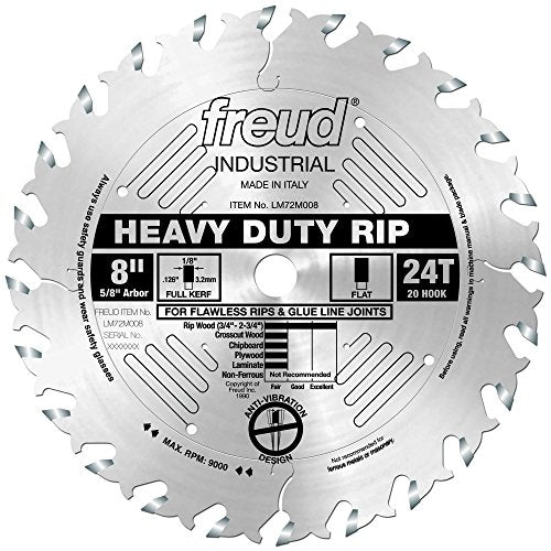 Freud LM72M008: 8" x 24T Heavy-Duty Rip Blade - style: 8-Inch 24 Tooth FTG Ripping Saw Blade with 5/8-Inch Arbor